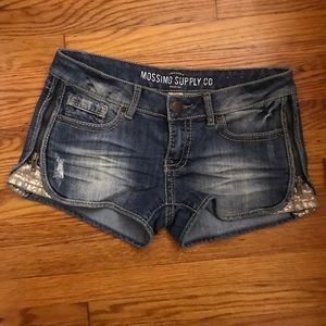 Denim shorts with sequined sides
